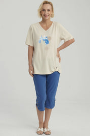 Polera Mujer Print Beige