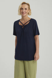 Polera Mujer Detalle Cuello Beige Oscuro