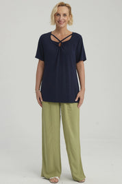 Polera Mujer Detalle Cuello Beige Oscuro