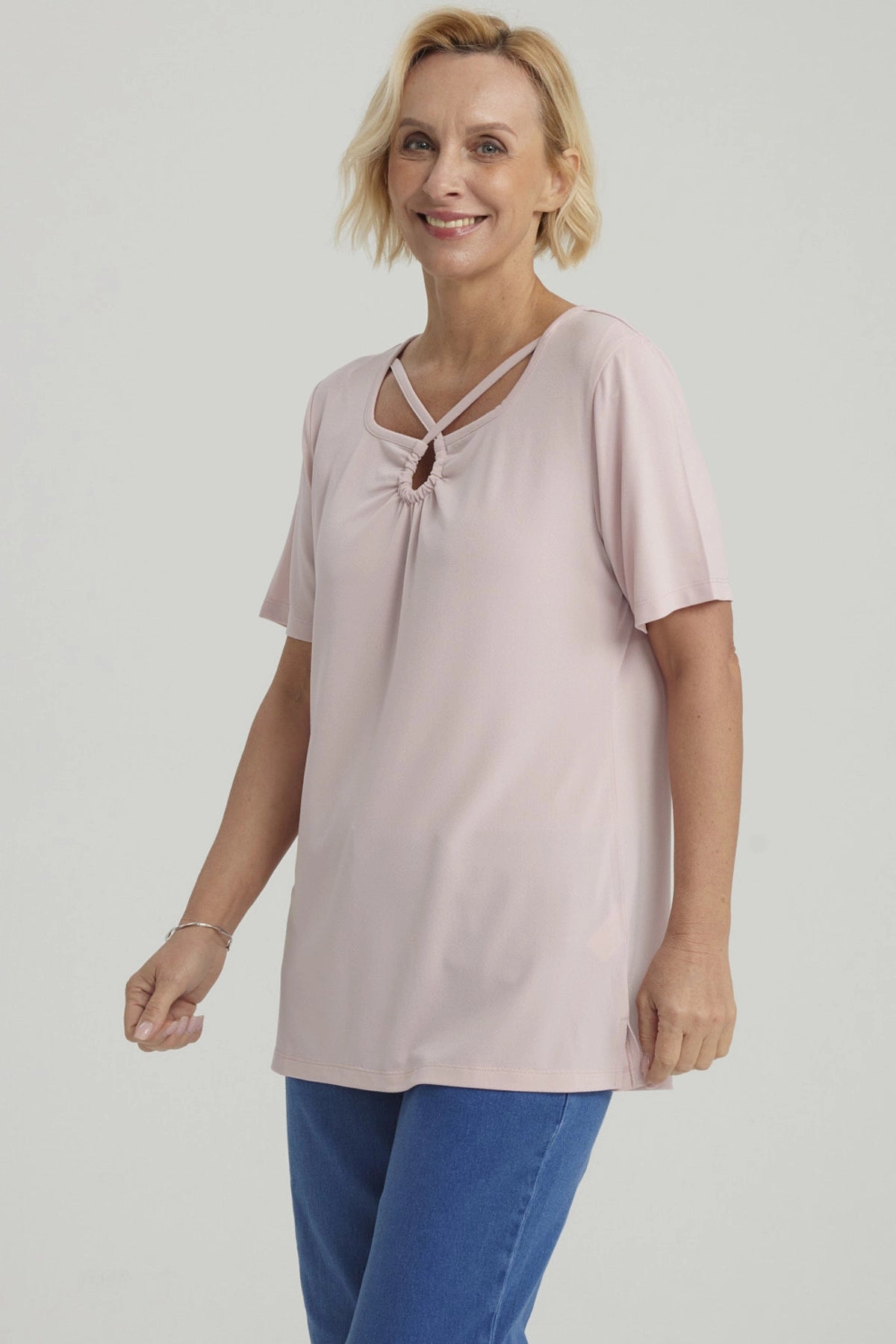 Polera Mujer Detalle Cuello Terracota