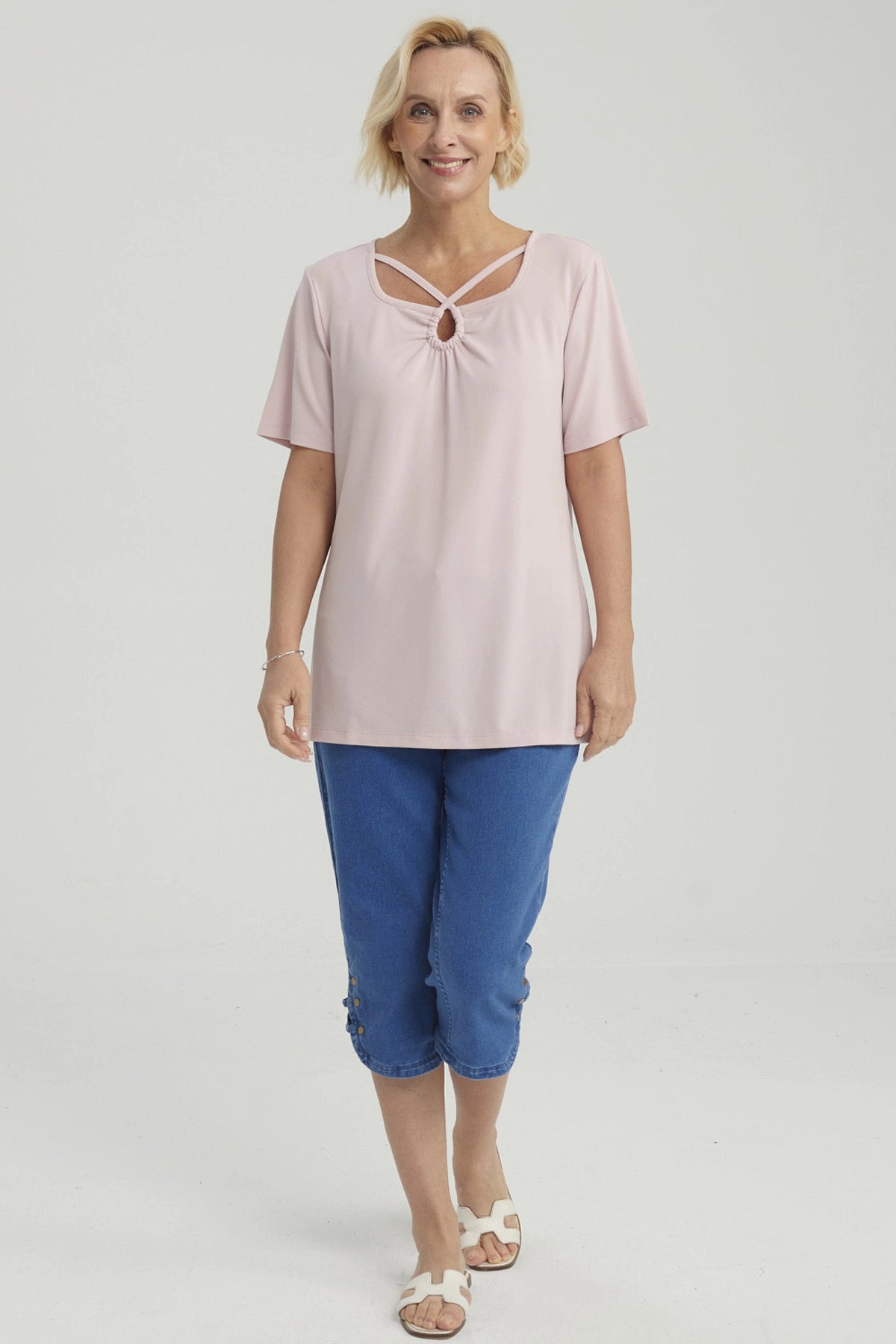 Polera Mujer Detalle Cuello Terracota