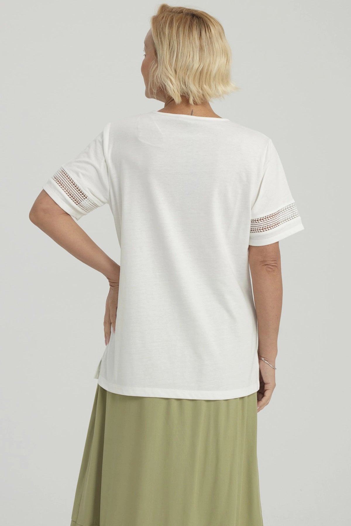 Polera Mujer Detalle Macramé Crudo