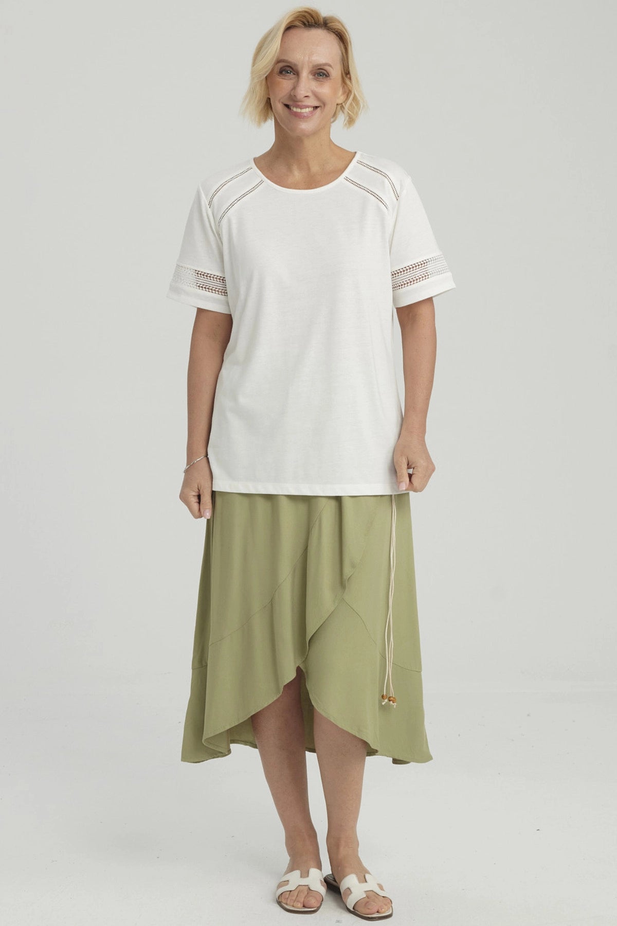 Polera Mujer Detalle Macramé Crudo