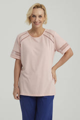 Polera Mujer Detalle Macramé Palo Rosa