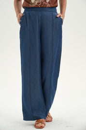 Jeans Mujer Tencel Pretina Elasticada Azul