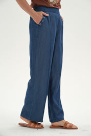 Jeans Mujer Tencel Pretina Elasticada Azul