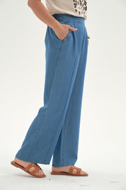Jeans Mujer Tencel Pretina Elasticada Azul Claro