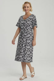 Vestido Mujer Full Estampado Negro