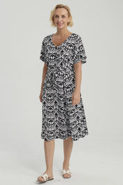 Vestido Mujer Full Estampado Negro