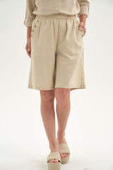 Bermuda Mujer Pretina Elasticada Beige