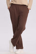 Pantalón Buzo Mujer Calce Recto Costura Delantera Cafe