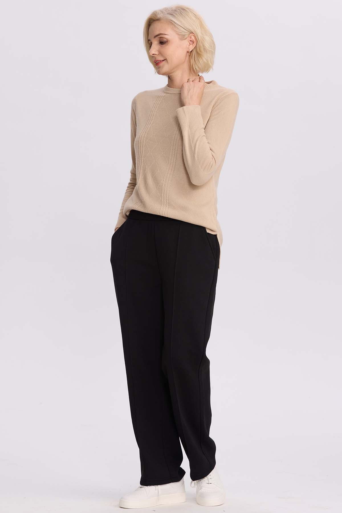 Pantalón Buzo Mujer Calce Recto Costura Delantera Negro