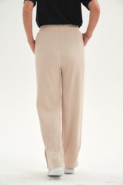 Pantalón Buzo Mujer Apertura Bota Beige