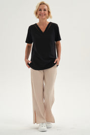 Pantalón Buzo Mujer Apertura Bota Beige