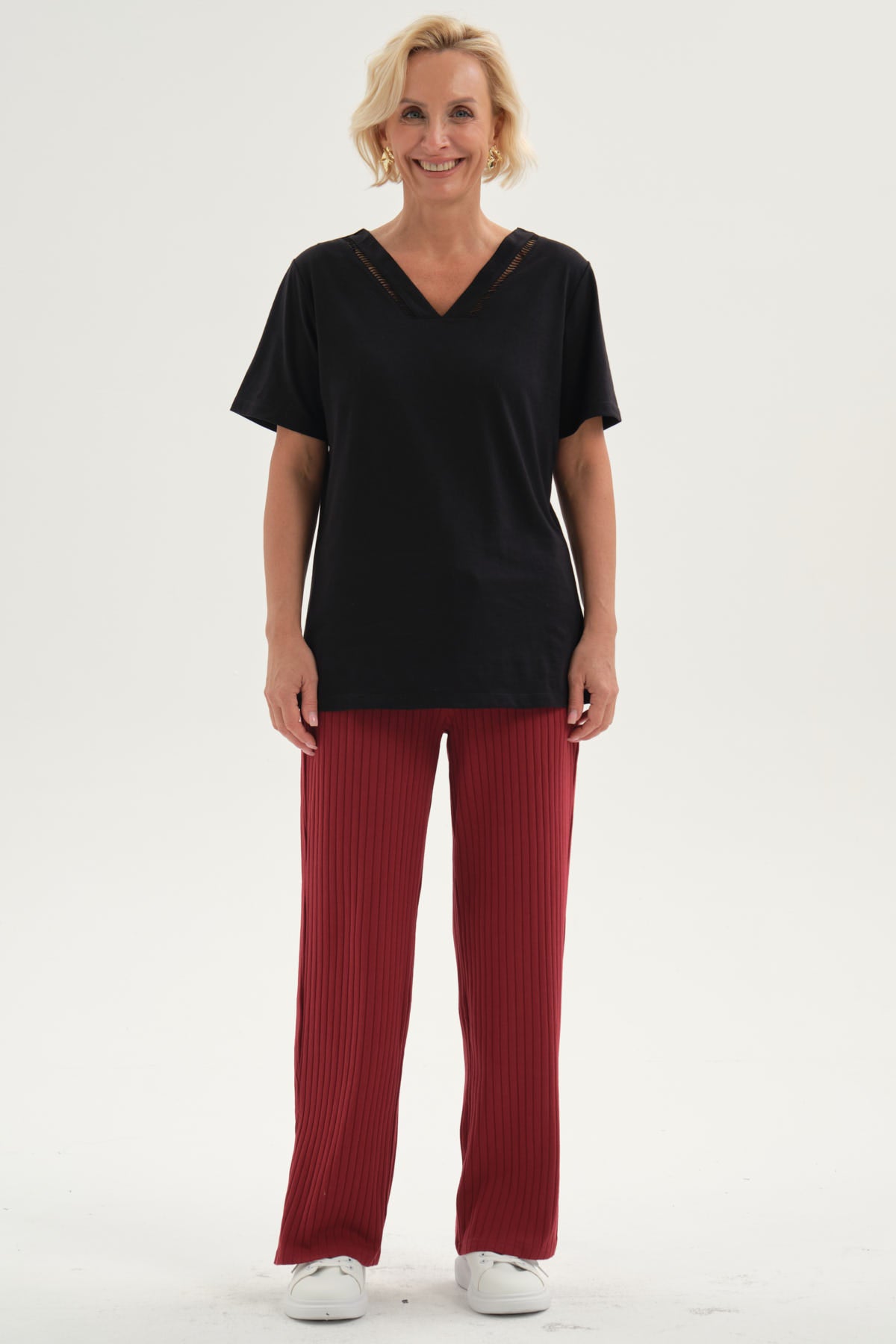 Pantalón Buzo Mujer Apertura Bota Burdeo