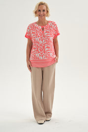 Pantalón Mujer Calce Recto Corte Delantero Beige