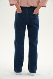 Jeans Mujer Flare Tiro Alto Azul
