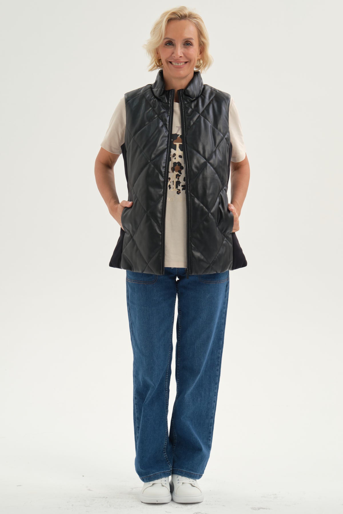 Chaqueta Mujer Efecto Cuero Bomber Negro
