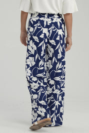 Pantalón Mujer Palazzo Pretina Elasticada Azul Oscuro