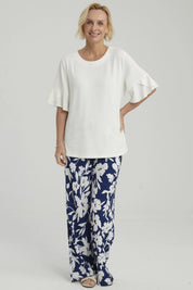 Pantalón Mujer Palazzo Pretina Elasticada Azul Oscuro