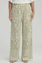 Pantalón Mujer Palazzo Pretina Elasticada Verde Claro