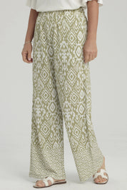 Pantalón Mujer Palazzo Pretina Elasticada Verde Claro