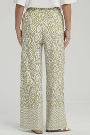 Pantalón Mujer Palazzo Pretina Elasticada Verde Claro