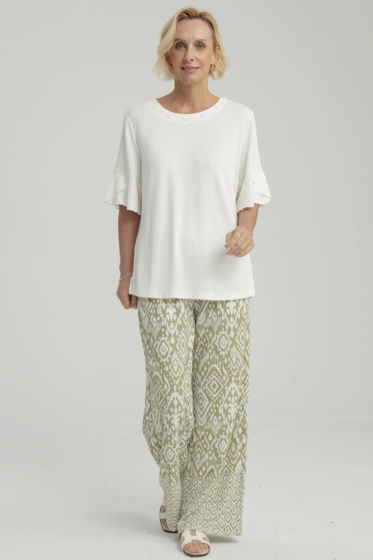 Pantalón Mujer Palazzo Pretina Elasticada Verde Claro