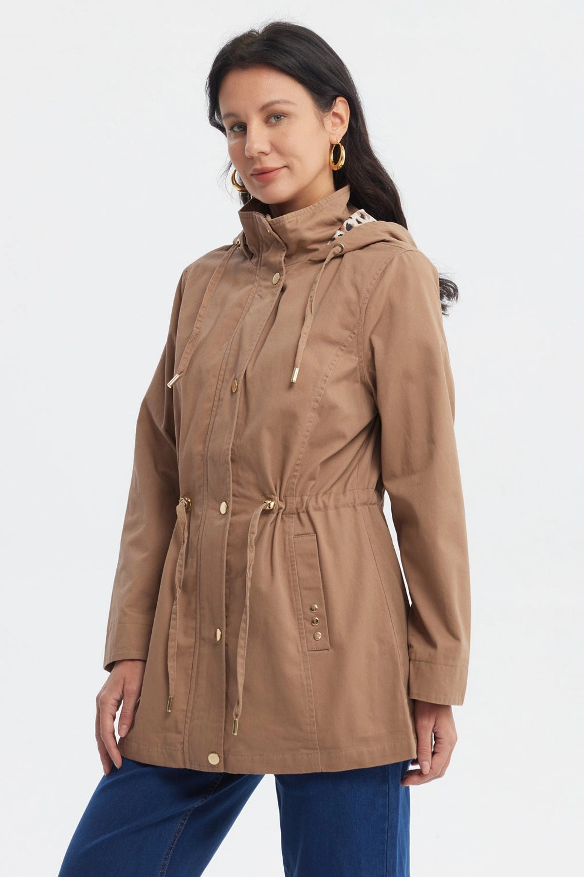 Chaqueta Mujer Ajustable Café Claro