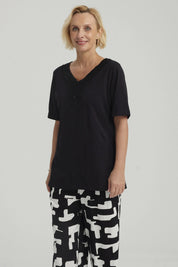 Polera Mujer Macramé Negro