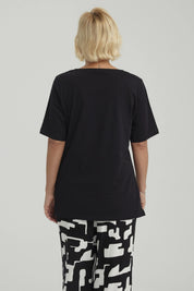 Polera Mujer Macramé Negro