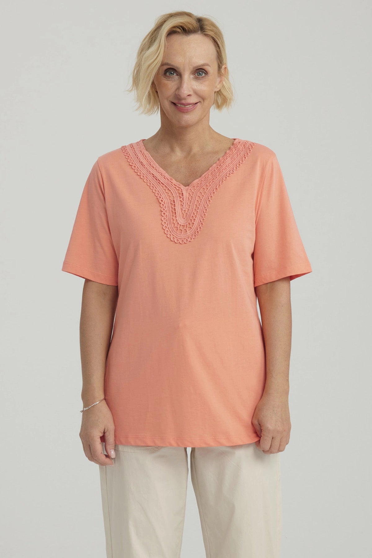 Polera Mujer Macramé Sandía