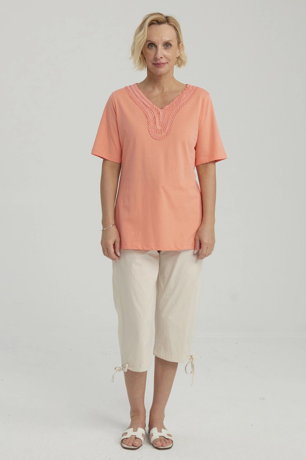 Polera Mujer Macramé Sandía