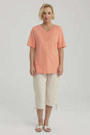 Polera Mujer Macramé Sandía