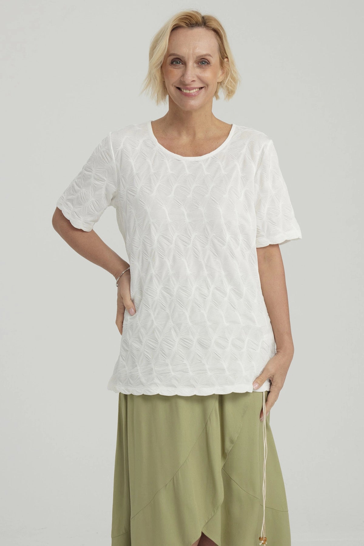 Polera Mujer Texturizada Crudo