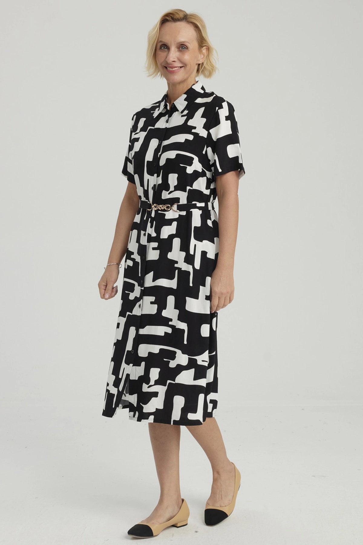 Vestido Mujer Abotonado Negro