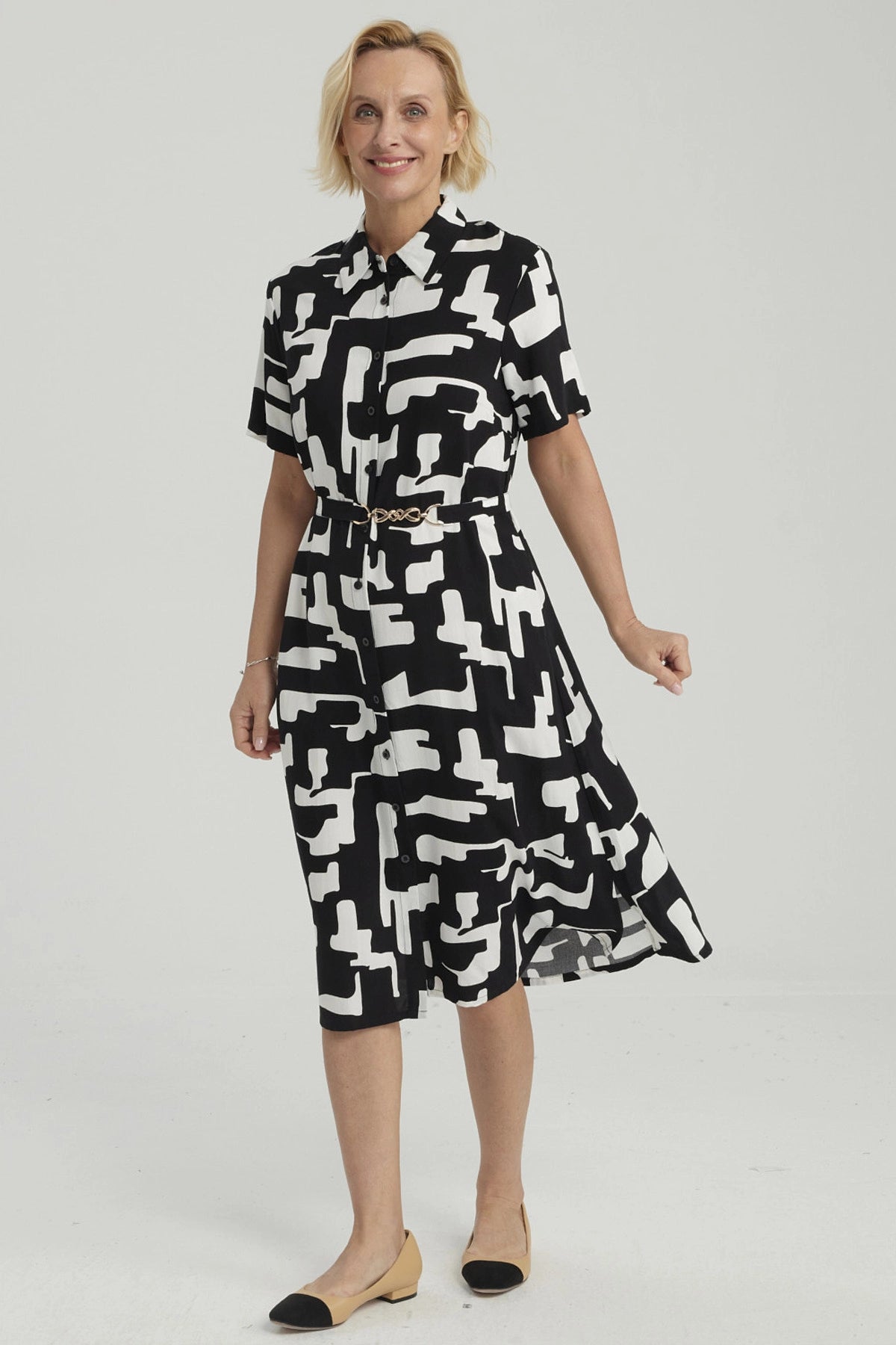 Vestido Mujer Abotonado Negro