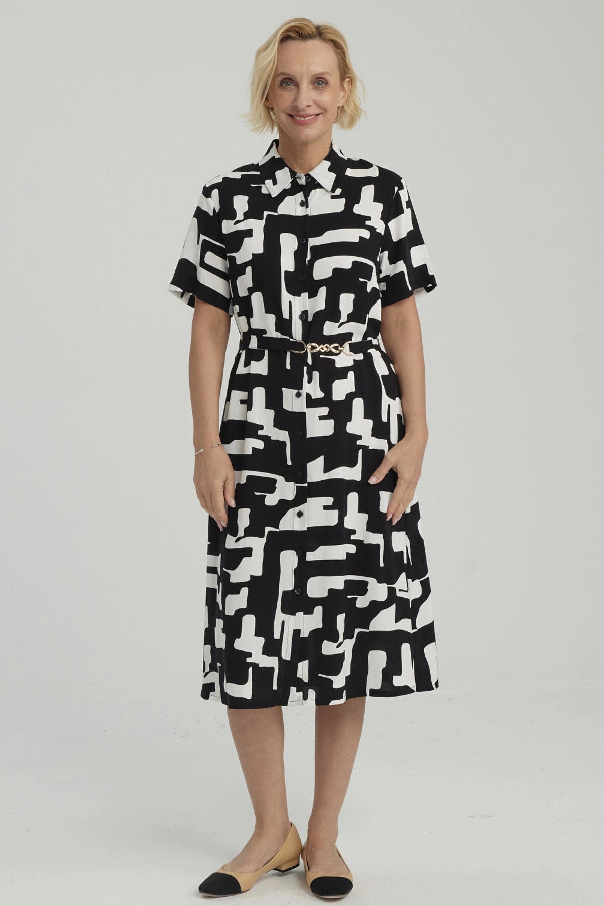 Vestido Mujer Abotonado Negro