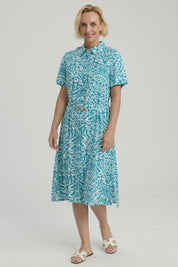 Vestido Mujer Abotonado Turquesa