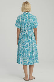 Vestido Mujer Abotonado Turquesa