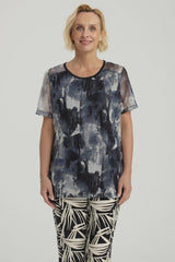 Polera Mujer Detalle Folia Negro