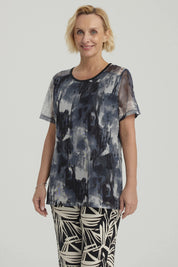 Polera Mujer Detalle Folia Negro