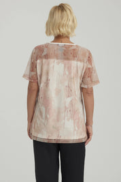 Polera Mujer Detalle Folia Palo Rosa