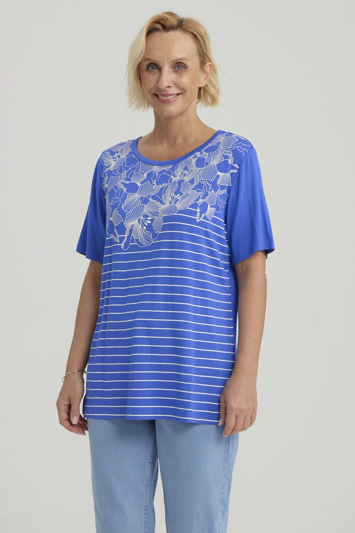 Polera Mujer Estampada Azulino