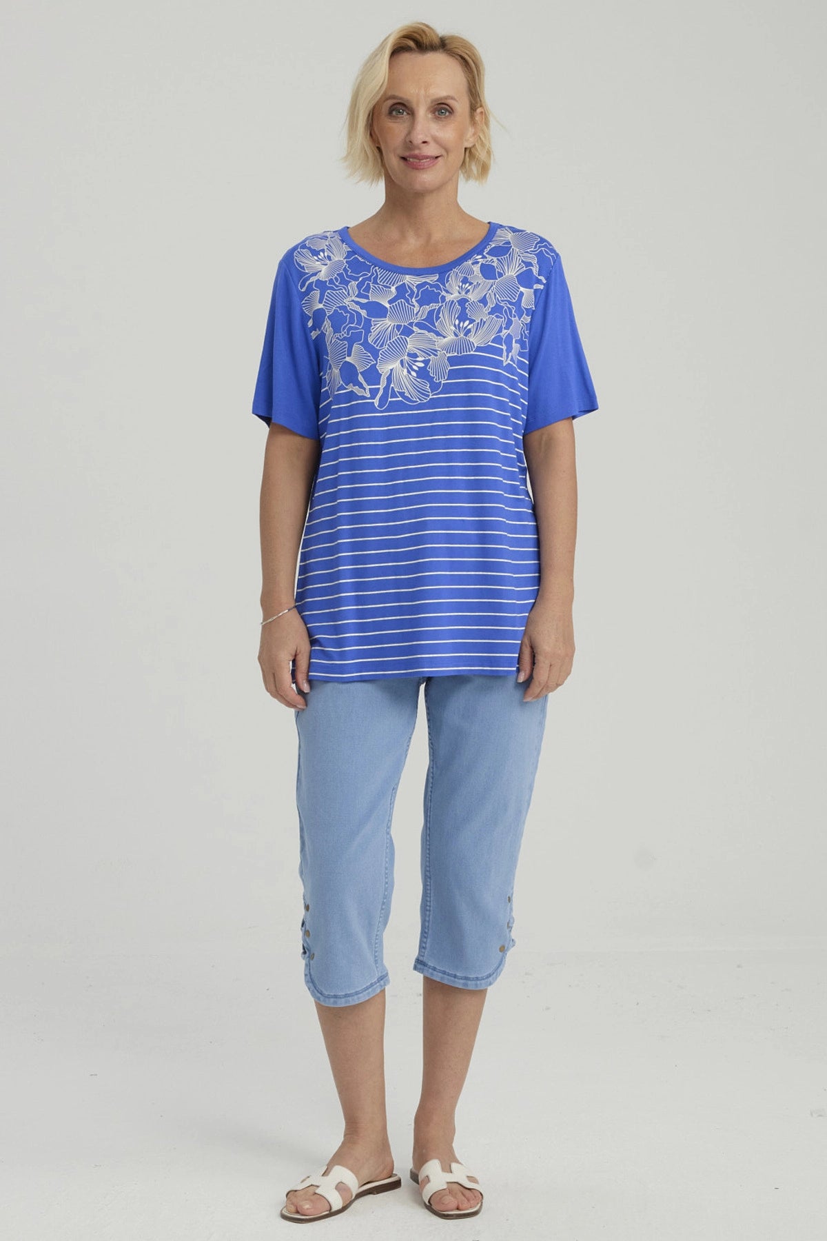 Polera Mujer Estampada Azulino