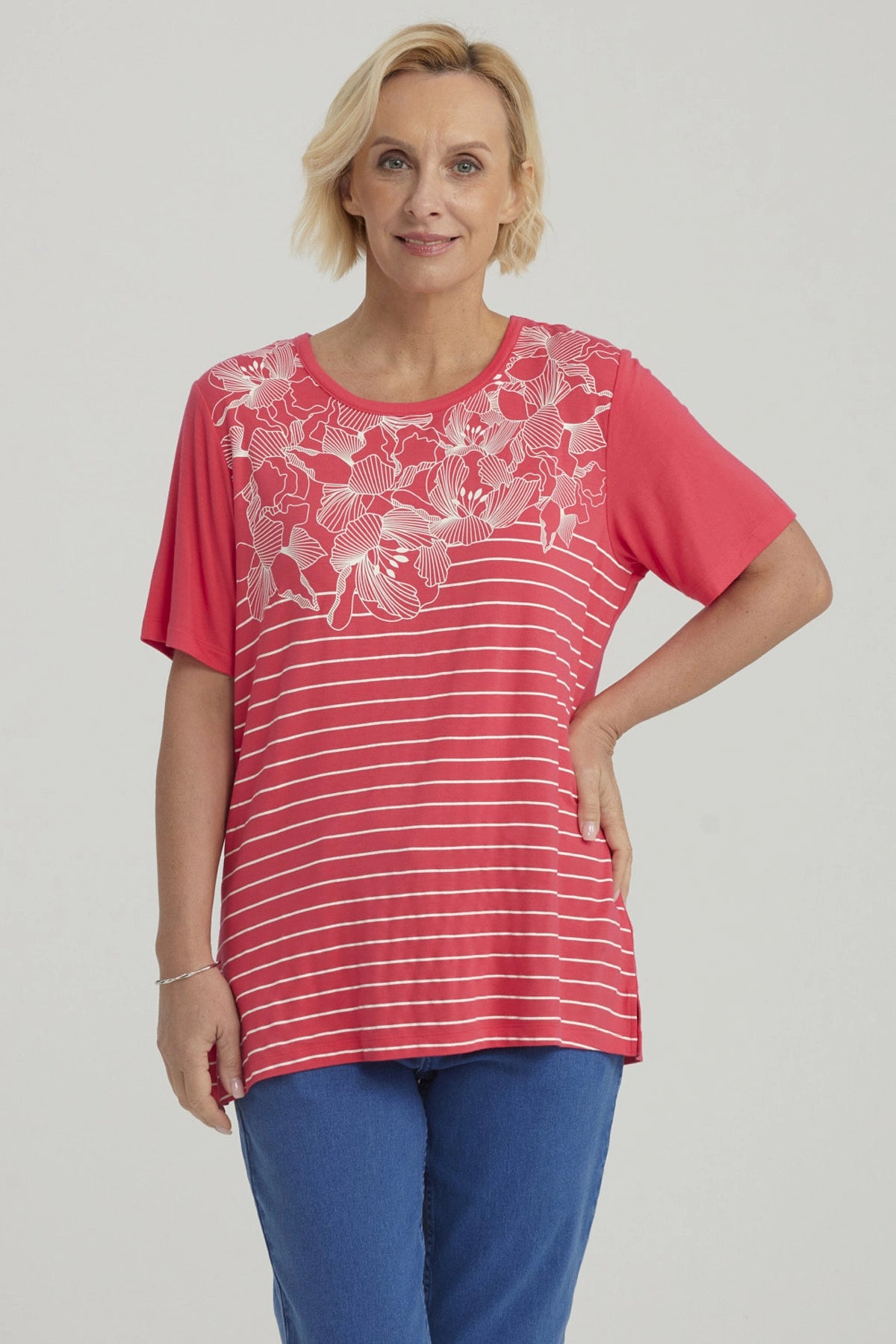 Polera Mujer Estampada Fucsia