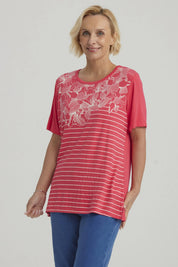 Polera Mujer Estampada Fucsia