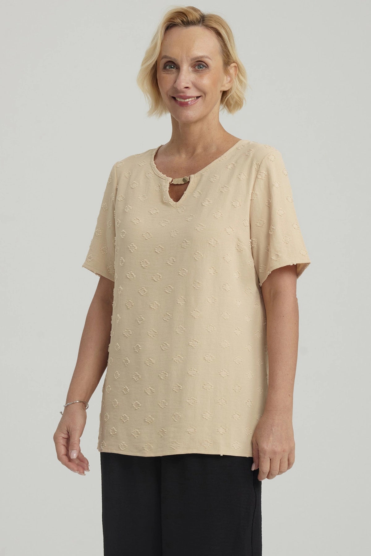 Blusa Mujer Textura Beige Oscuro