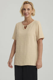 Blusa Mujer Textura Beige Oscuro