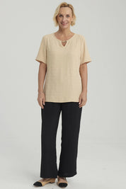 Blusa Mujer Textura Beige Oscuro